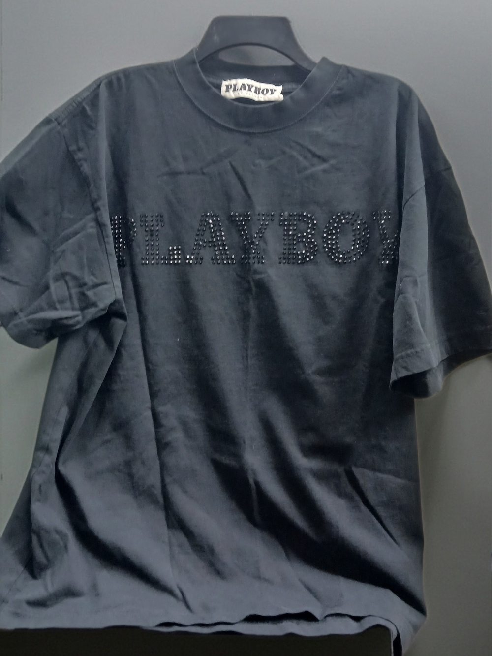 PLAYBOY Black Studded Logo Short-Sleeve Tee